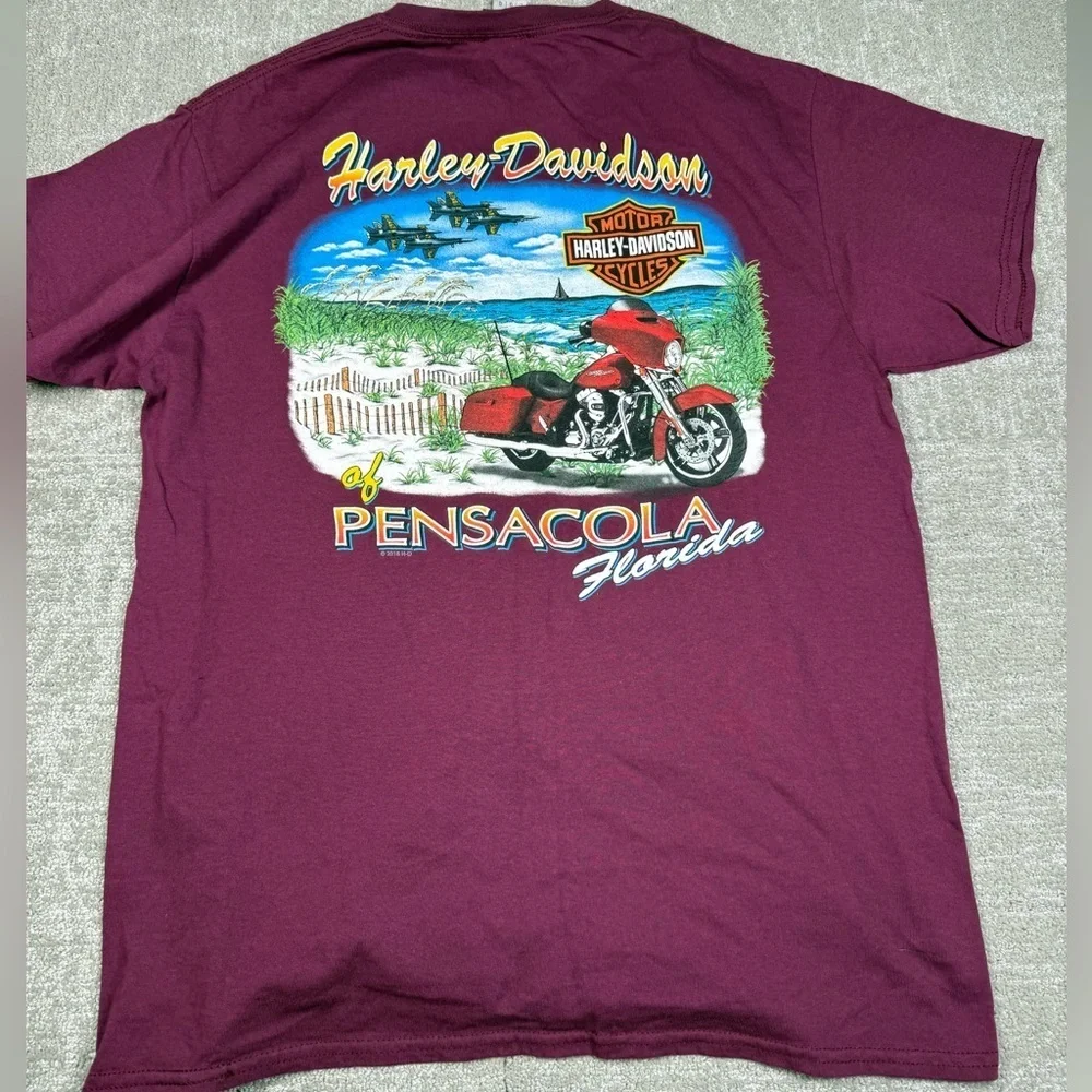 Harley Davidson Pensacola Florida Bike On The Beach Graphic T-Shirt Size Large